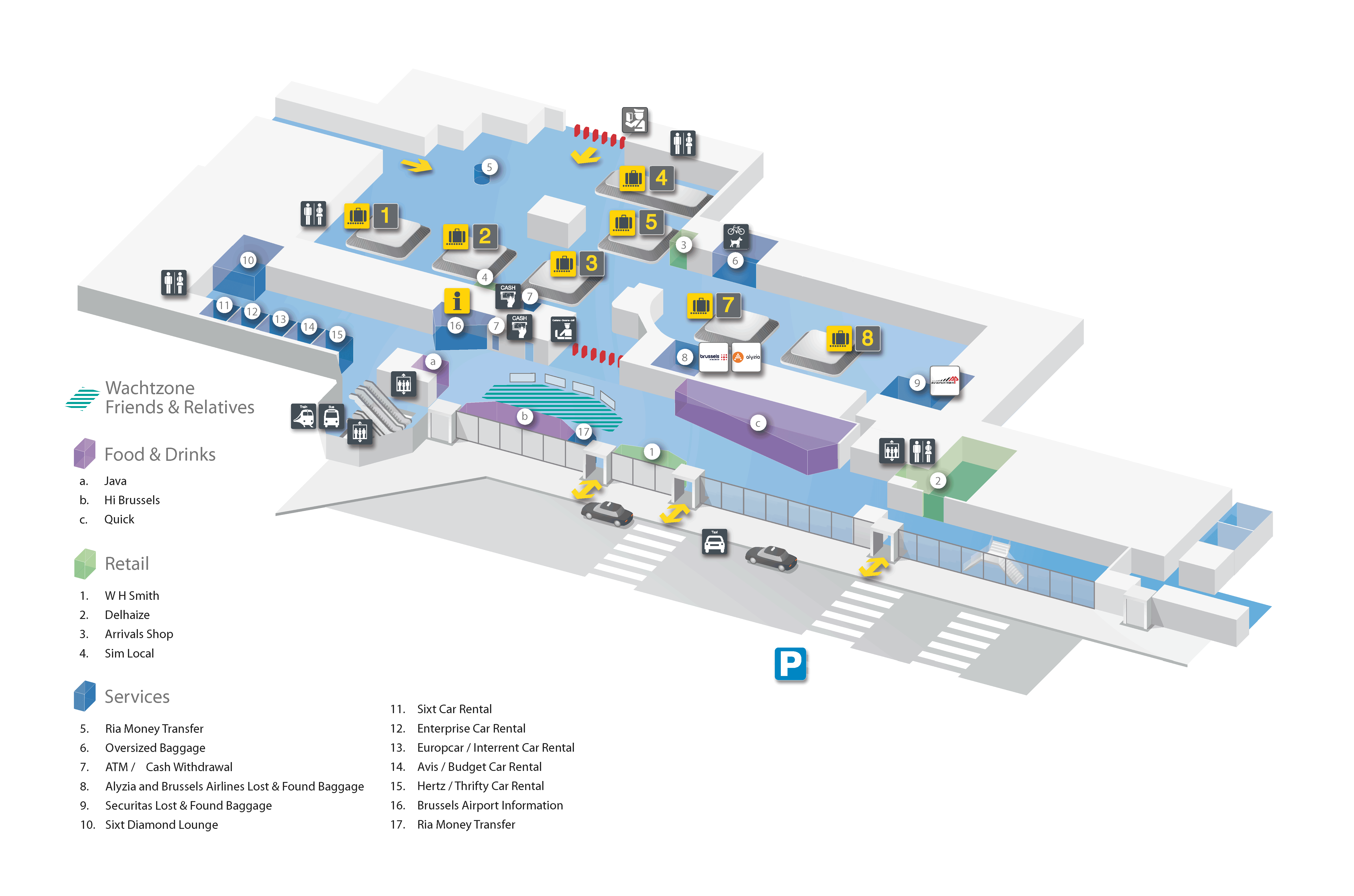 Plattegrond aankomstzone
